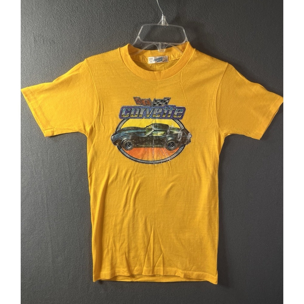VTG 70s 80s Single Stitch Munsingwear Corvette Shirt 14/16 USA Car Retro